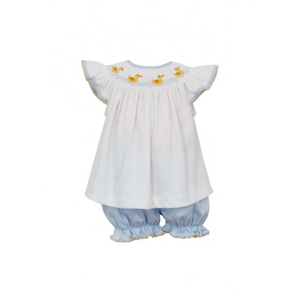 NEW PETIT BEBE girls ducks bloomer set in white